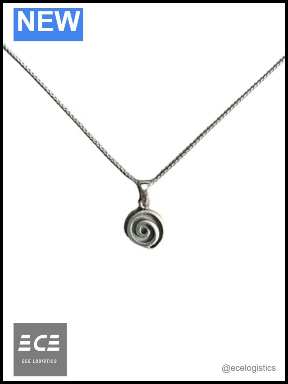 Sterling Silver Swirl Pendant Necklace 16" Lobster Clasp Polished